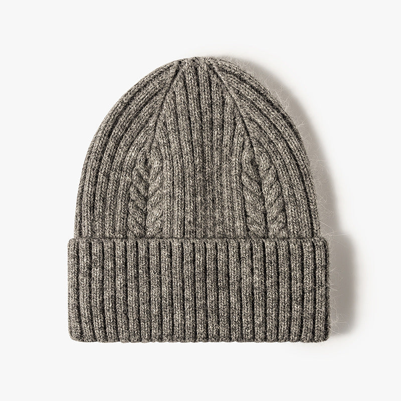 Women's Solid Color Warm Hemp Pattern Knitted Wool Hat