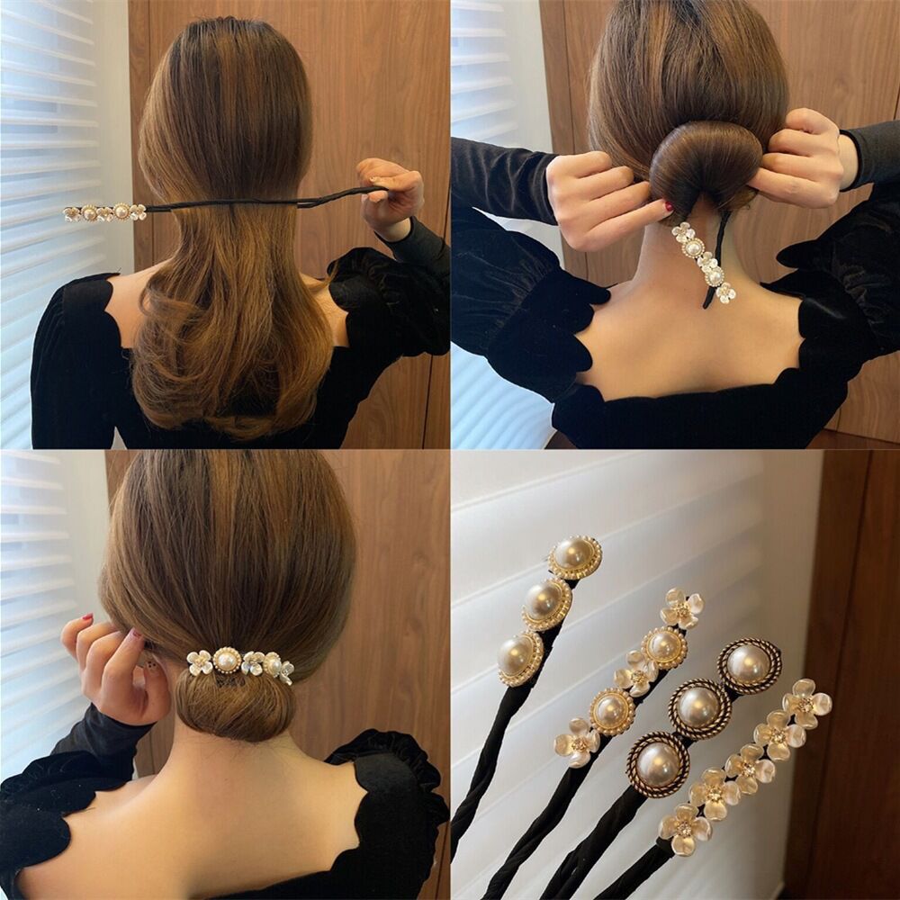 Simple Fluffy Bun Half Bun Hair Tie Elastic Lazy Flower Bud Hairpin Hair Accessories