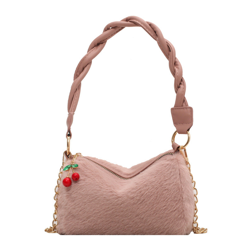 Fashion Small Square Bag With Cherry Pendant