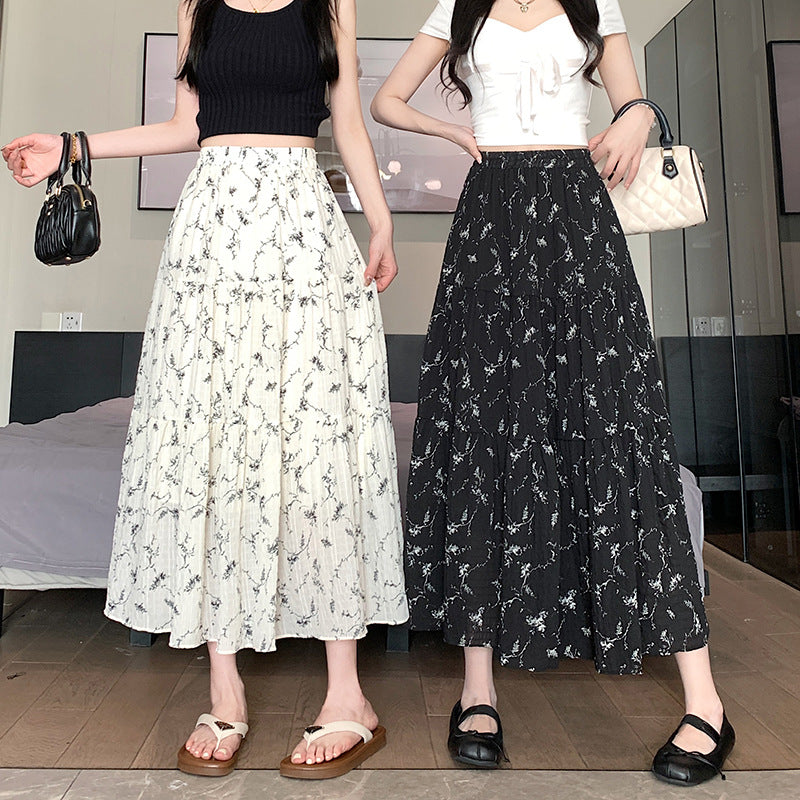 Women's Summer Casual French Retro Patchwork Floral Skirt