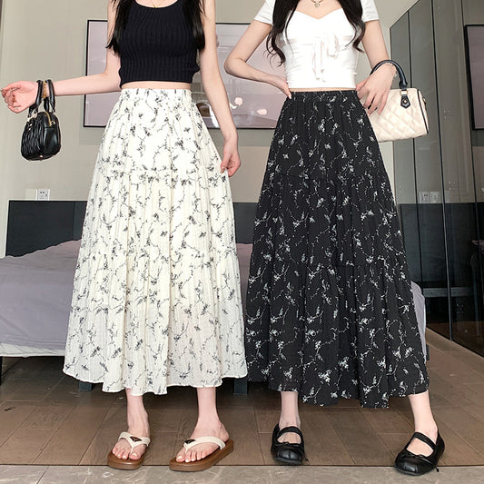 Women's Summer Casual French Retro Patchwork Floral Skirt