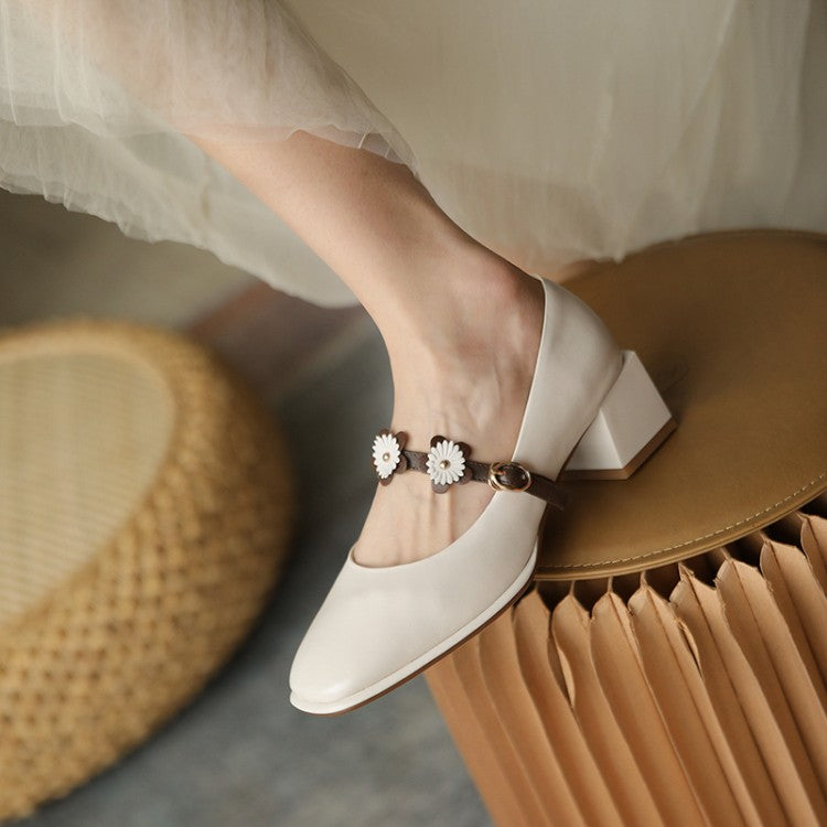 Spring French Retro Square Toe High Heels