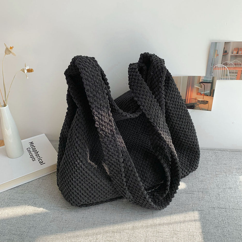 Solid Corduroy Shoulder Bag Simple And Light For Women