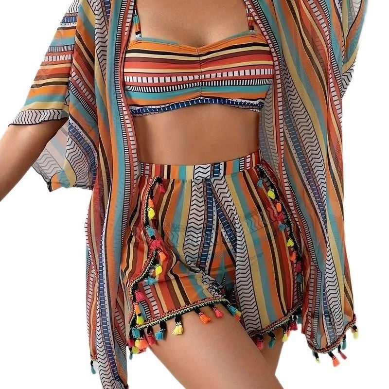 Sexy Tassel Bikini Swimsuit Set For European And American Styles