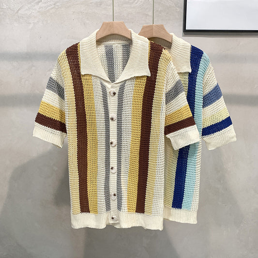 Dopamine Stripe Loose Casual Shirt