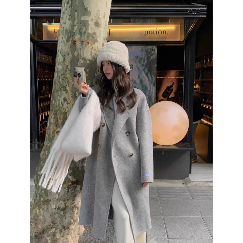 Stylish, Western-style Double-faced Wool Coat For Women