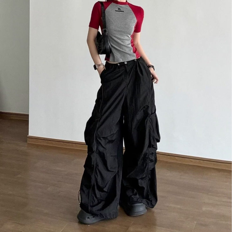 Retro Design Lightweight Breathable Overalls High Waist Loose