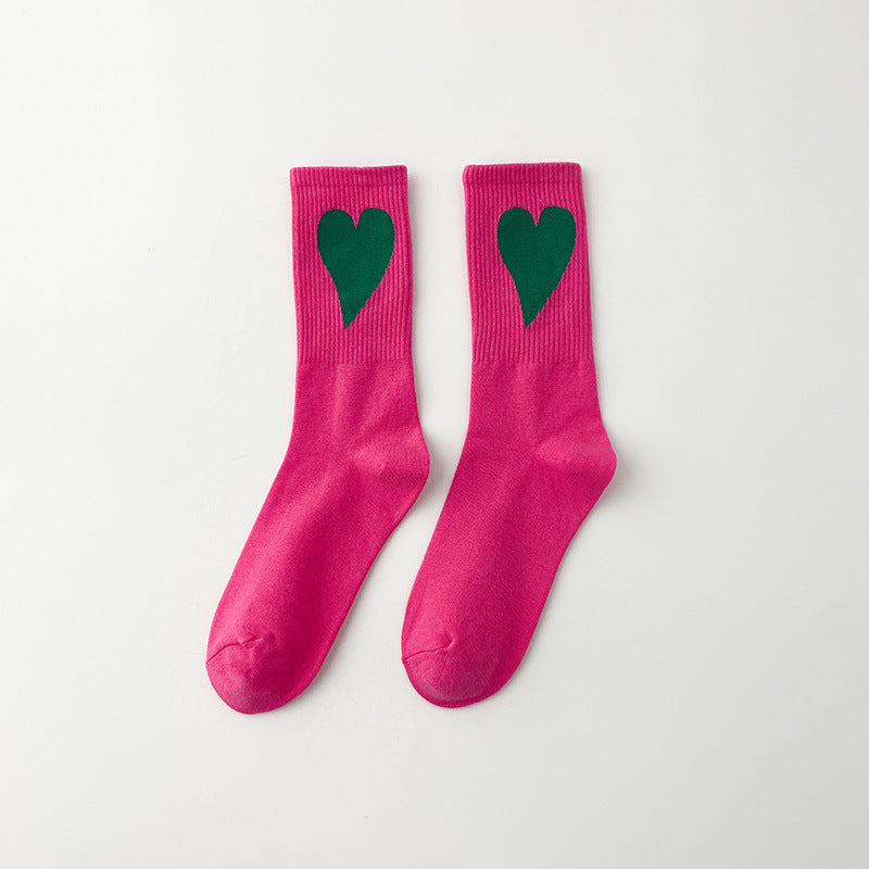 Socks Women's Big Love Medium Tube Macaron Color