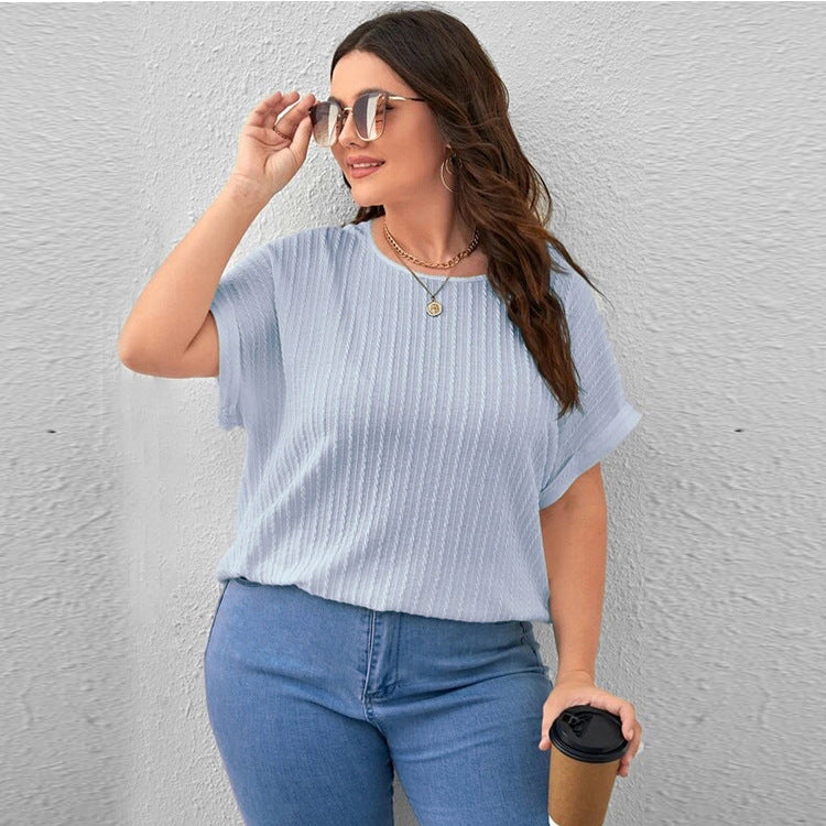 Fashion New Large Size Solid Color Short Sleeve T-shirt