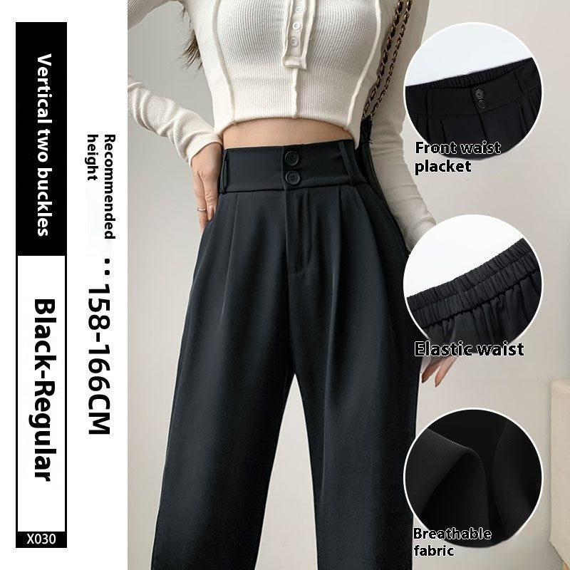 Black Suit Pants Women's Thin Drooping Straight Casual Pants