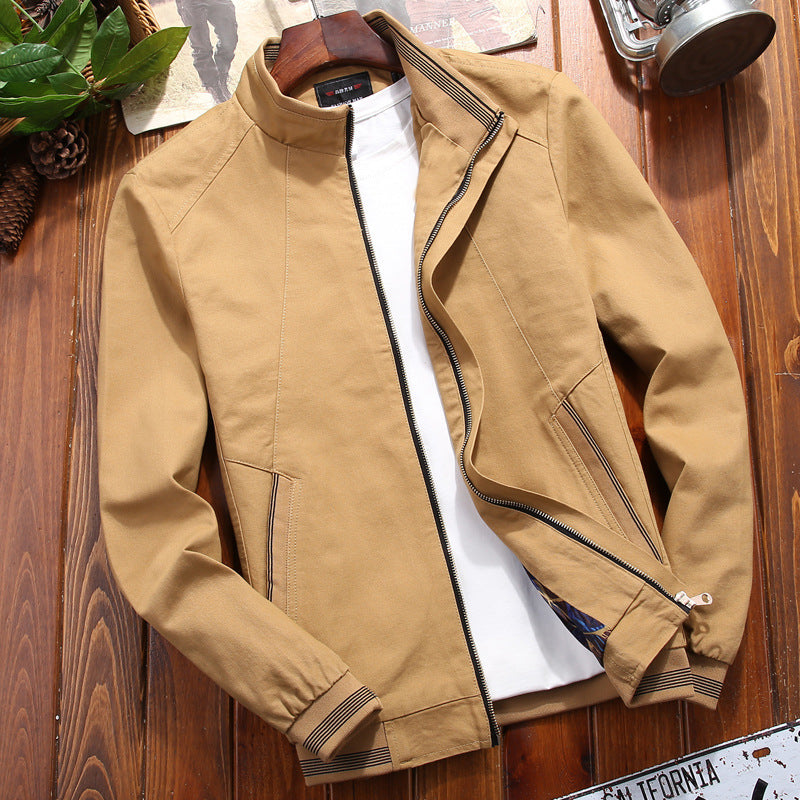 Men's Stand Collar Jacket Leisure Washed-out Coat