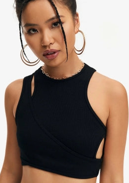 Women's Asymmetric Solid Color Vest Casual Pleated Top