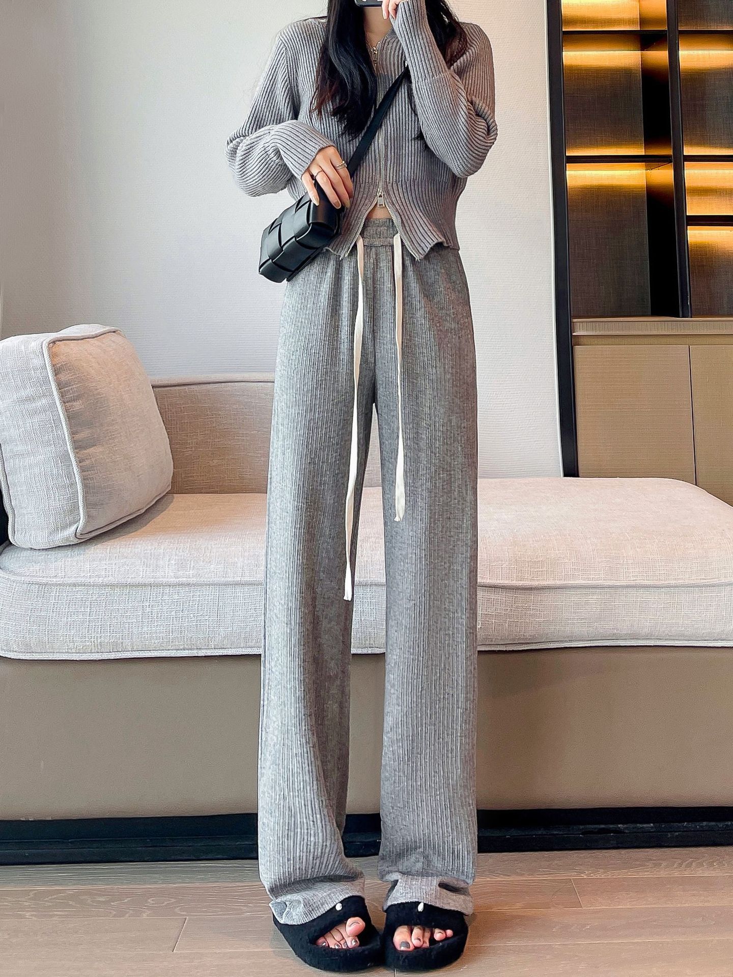 Cashmere Wide-leg Pants Women's High Waist Loose