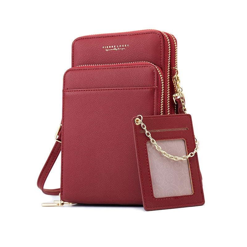 Three Zipper Mobile Phone Simple Plain Color Ladies Shoulder Bag