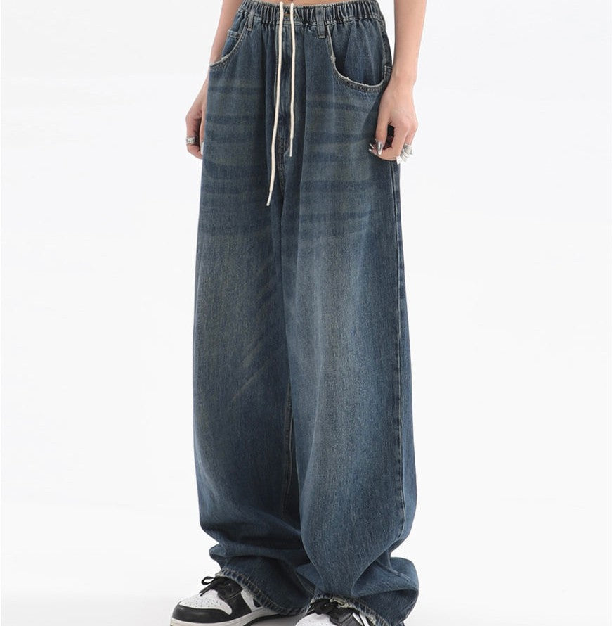 Women's Retro Slim Loose Wide Leg Jeans