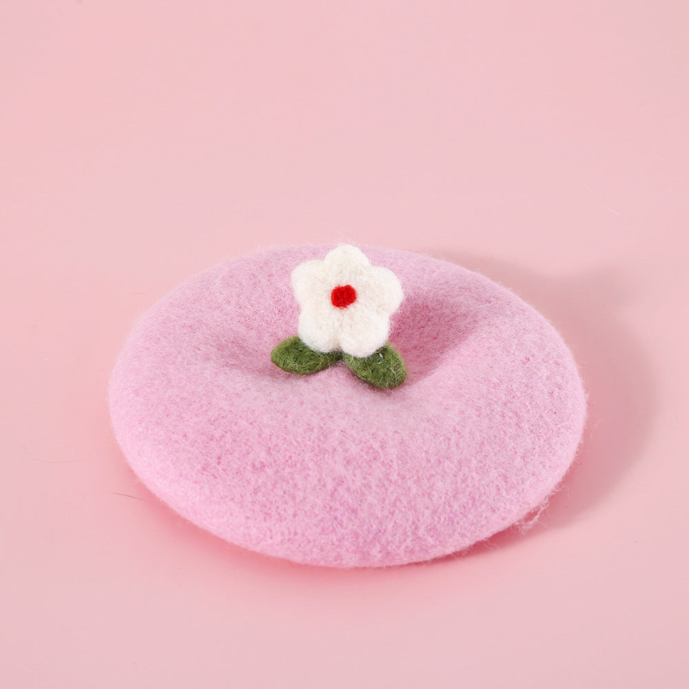 Pet Cat Dog Wool Felt Flower Hat