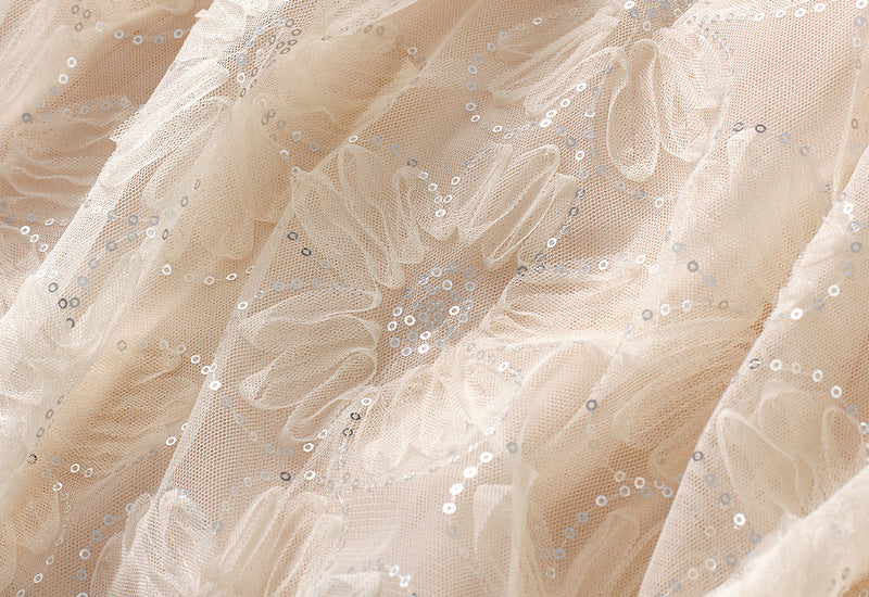 Women's Lace Skirt Sequin Large Flower A- Line Skirt