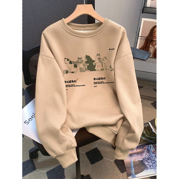 Efterår/Vinter Sweater Dame Printet Koreansk Stil