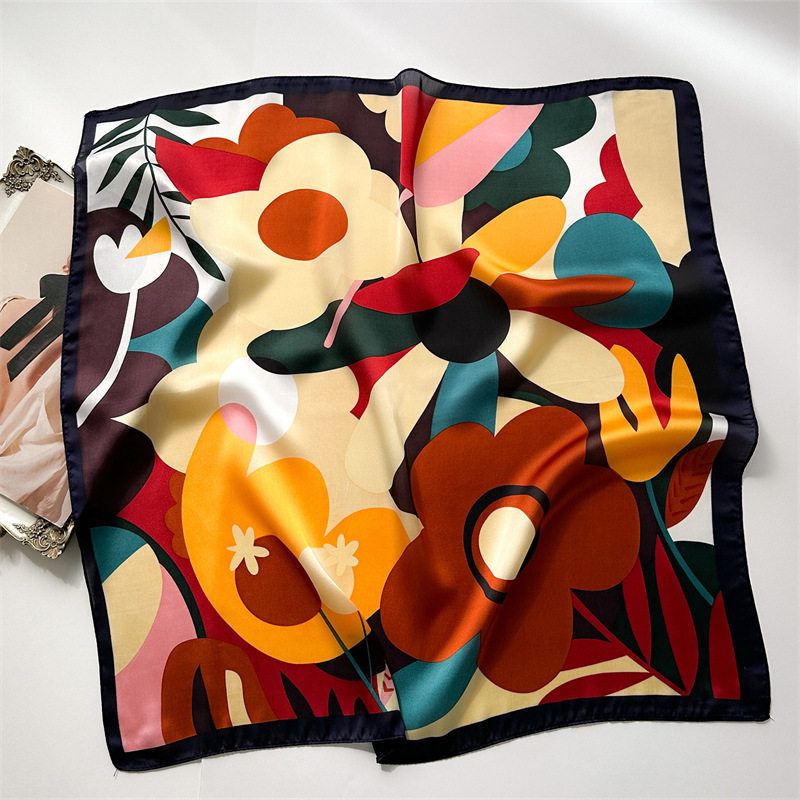 New Dopamine-print Silk Scarf For Women
