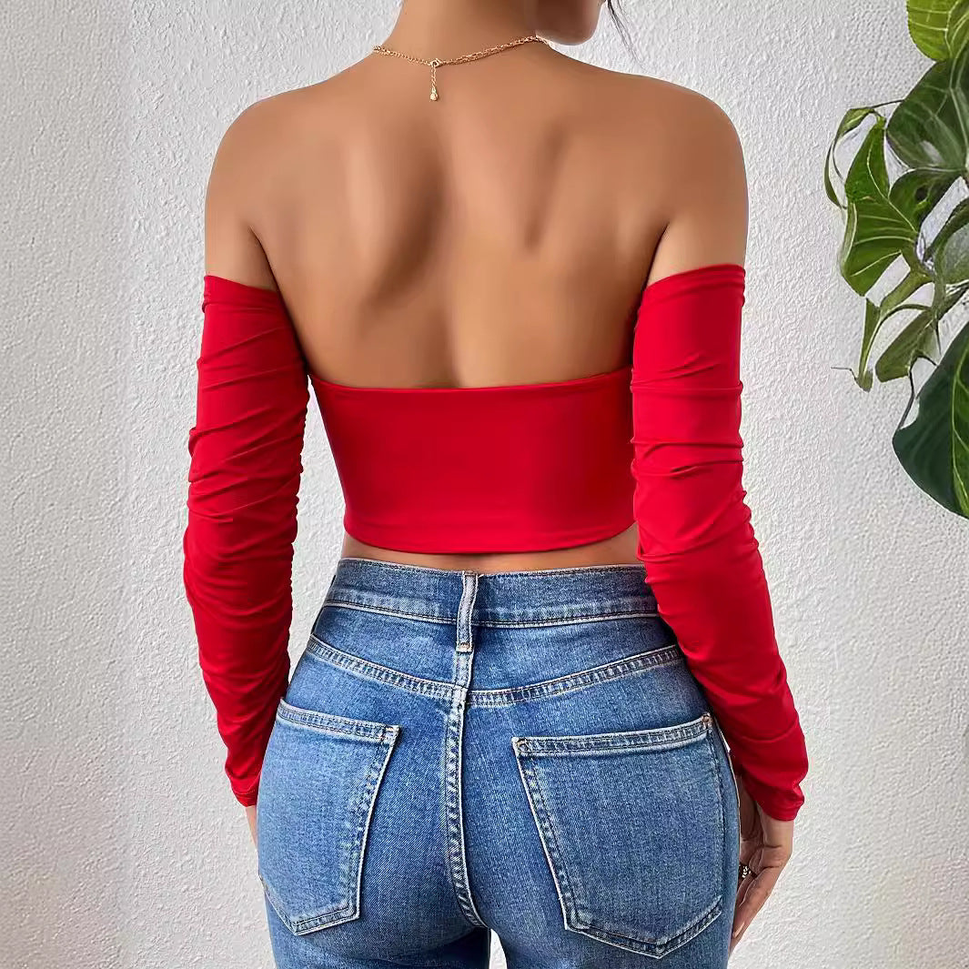 Night Club Style Slimming Waist Drawstring Long-sleeved Vest Can Be Worn Outside
