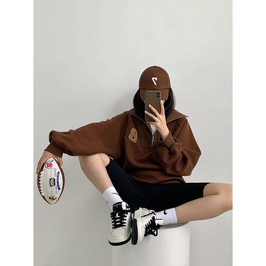 Retro Atmosphere Full Of American POLO Collar Top