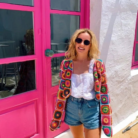 Women's Ethnic-style Color Plaid Sweater