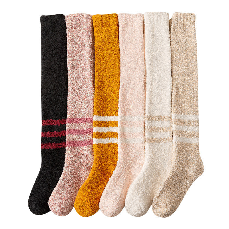 Coral Velvet Socks Female Calf Sleep