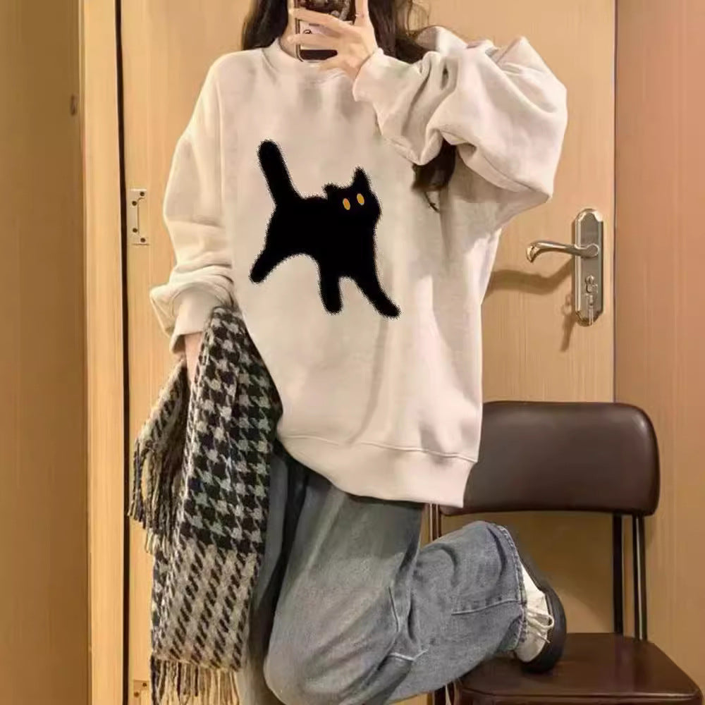 Amerikansk Retro Oversize Rundhalset Sweater Til Kvinder