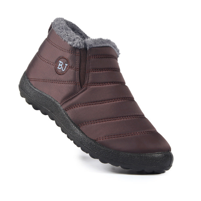 Cross-border Large Size Cotton Boots Men's And Women's Same Style Middle-aged And Elderly Slip-on Plus Velvet Thick Snow Boots Foreign Trade Warm Low-cut Boots