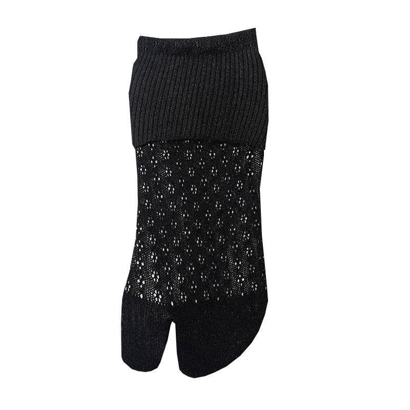 Mesh Hollow Out Two Fingers Women's Mid Tube Stockings