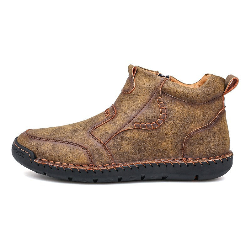 Large Size Handmade Casual Microfiber Leather Mid-top Men's Shoes