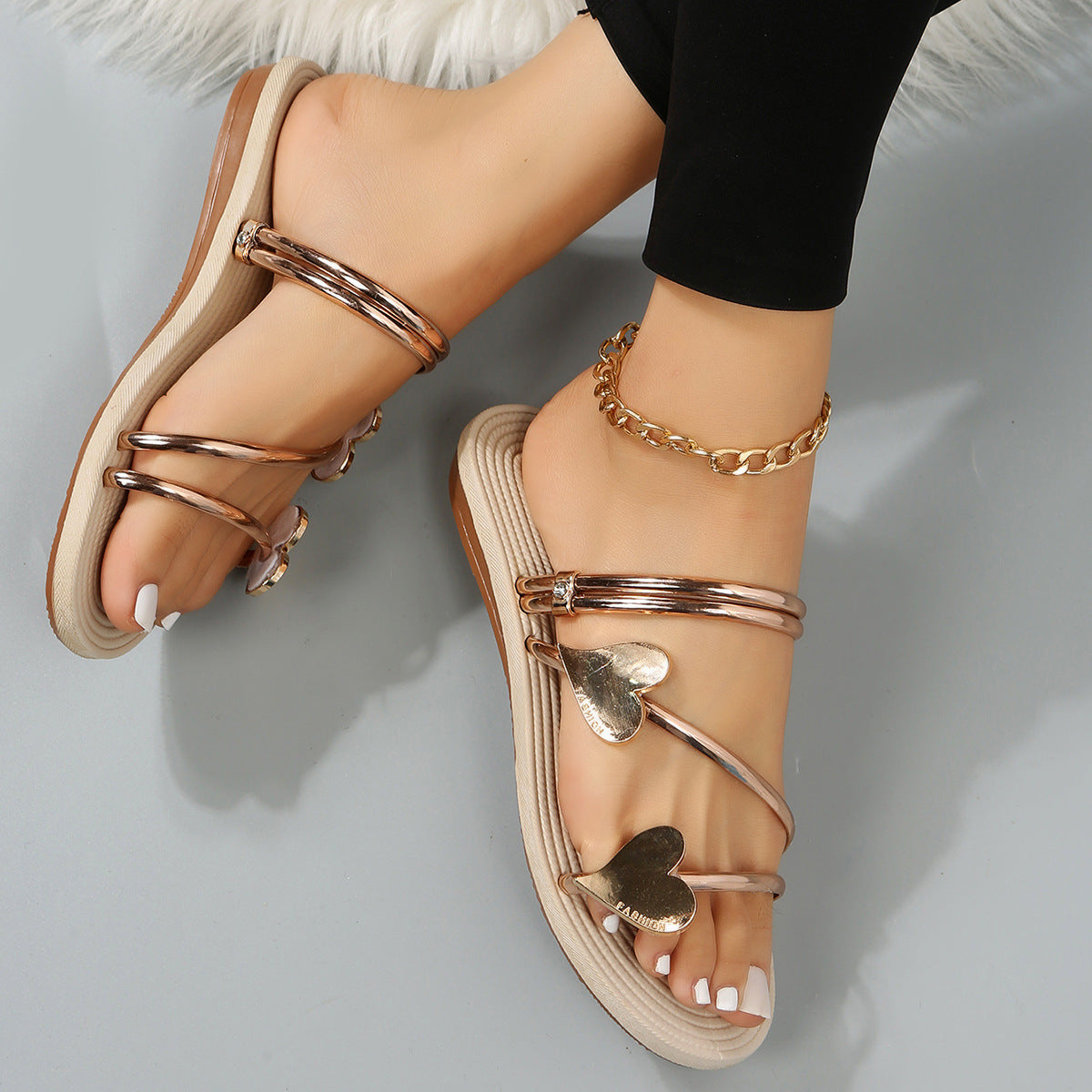 Sandals Fashion Metal Heart Decoration