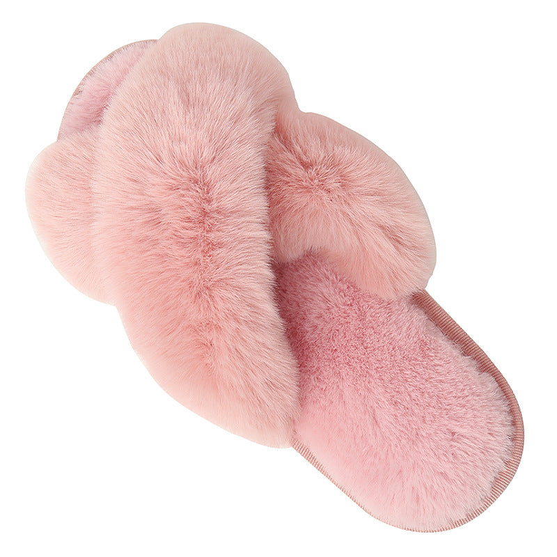 Slippers Winter Plush Cross Belt Drag Cotton