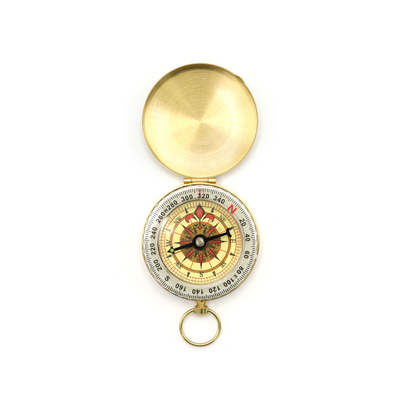 Brass Compass G50 Pocket Watch Vintage Flip Compass Outdoor Mountaineering Multifunctional Lidded Luminous