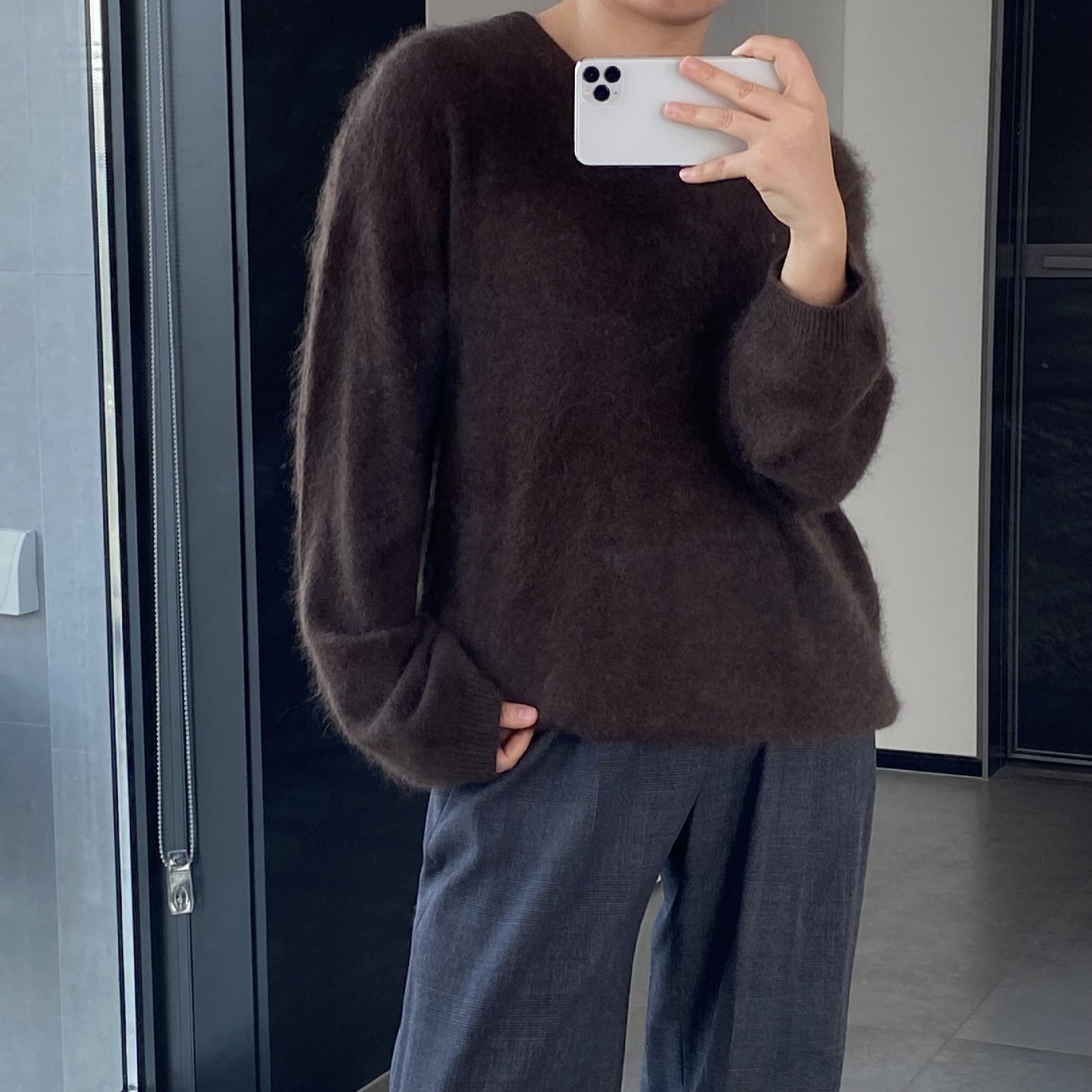 Women's Round Neck Wool Brushed Sweater