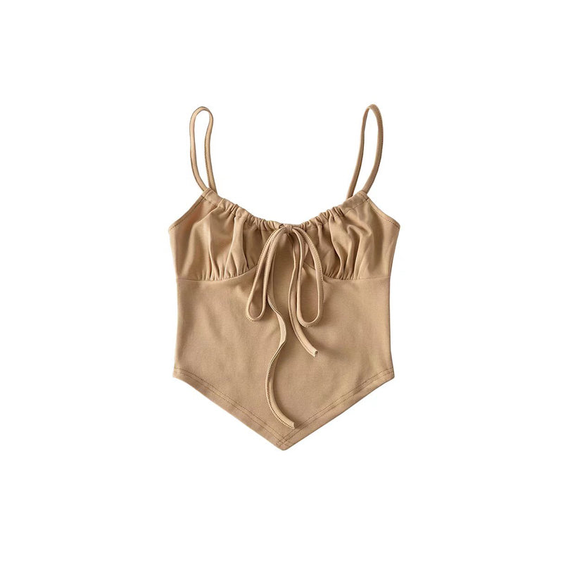 Women's Retro Drawstring Camisole Triangle Hem