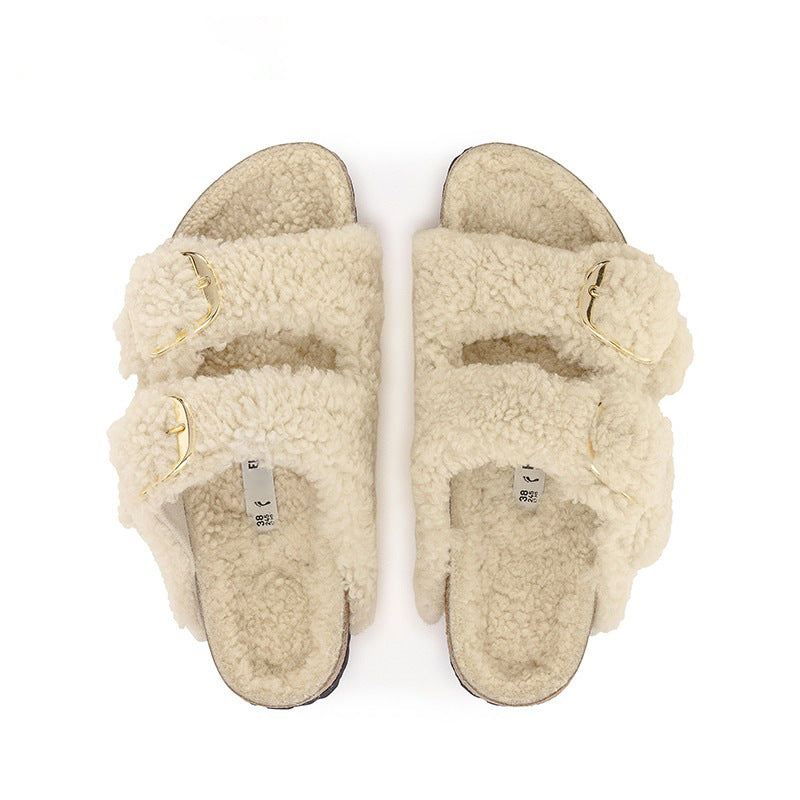 Lazybones' Outdoor Fur Slipper Cotton Cork