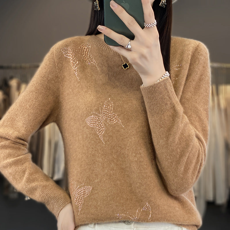 Round Neck Patterned Base Shirt For Women
