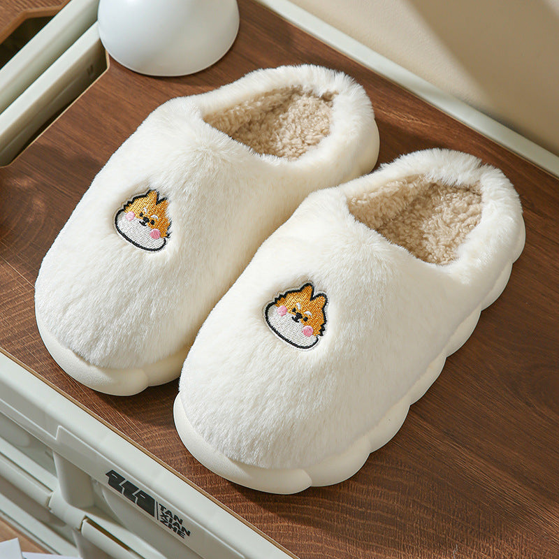 Men's And Women's Indoor Household Couple Fluffy Fluffy Soft Sole Cotton Slippers