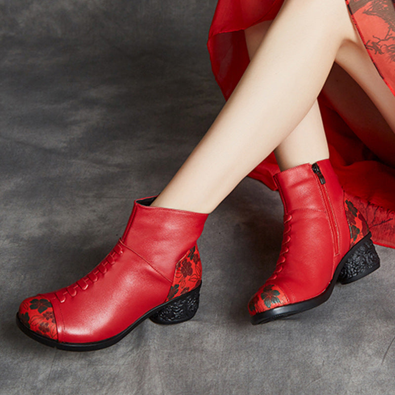 Genuine Leather Mother Cotton Shoes Plus Velvet