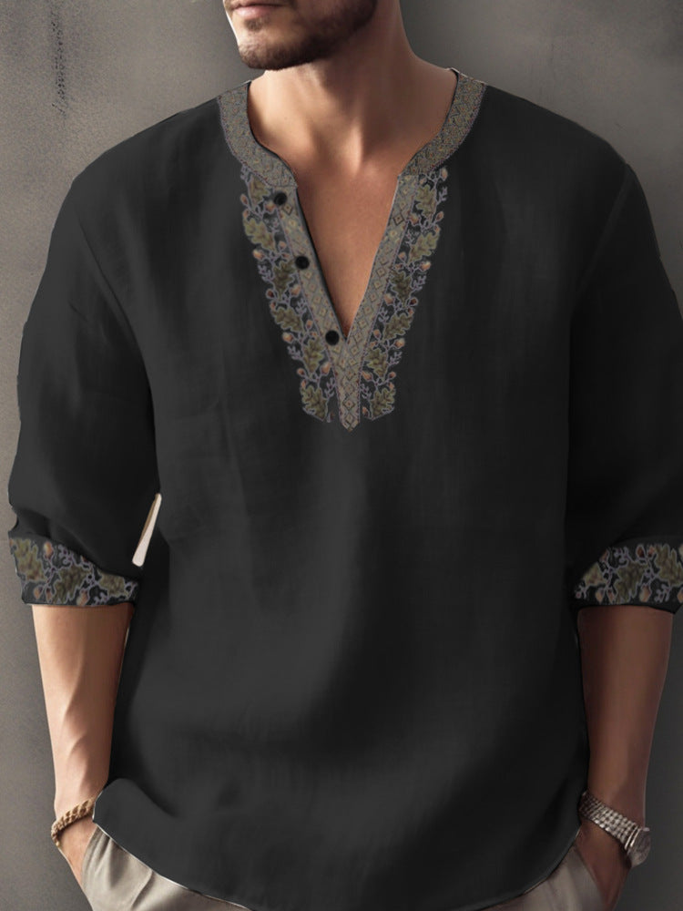 Digital Printing Bamboo Linen Long Sleeve European And American