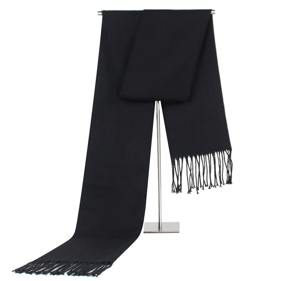 Solid Color Men's Scarf Faux Cashmere Tassel