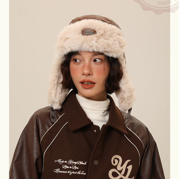 Autumn And Winter Men's And Women's Warm Vintage Leather Pilot Hat