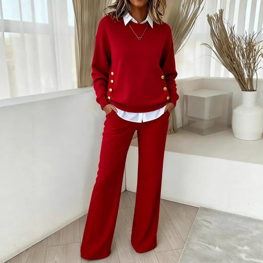 Independent Site Cross-border Button Decoration Fake Two-piece Set