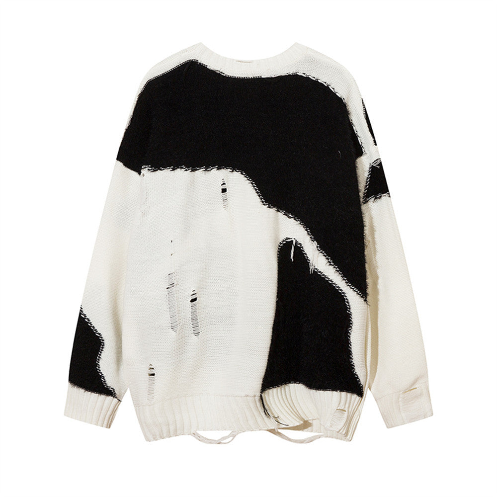 Color Contrast Patchwork Sweater Men's