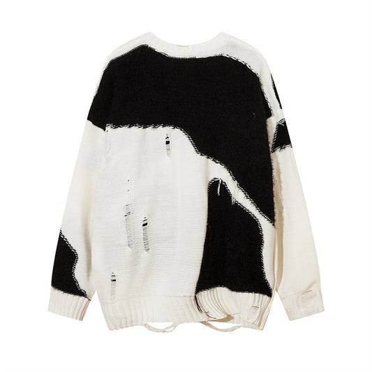Color Contrast Patchwork Sweater Men's
