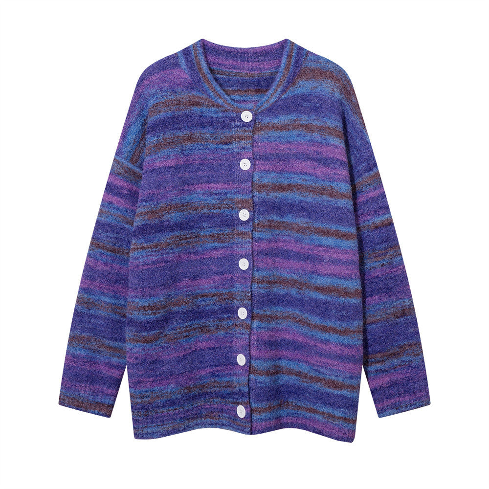 Autumn And Winter Men's Striped Cardigan Sweater