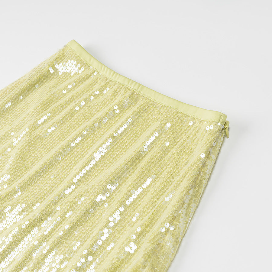 Candy Color Heavy Work Sequin Short Skirt