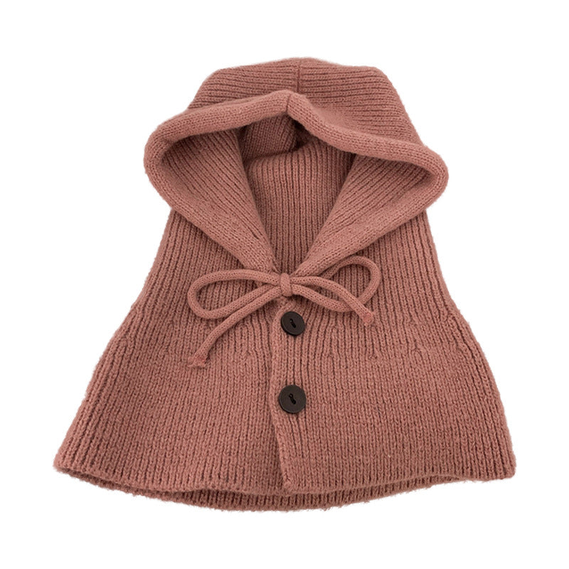 Women's Warm Scarf Integrated Earflaps Woolen Knitted Hat