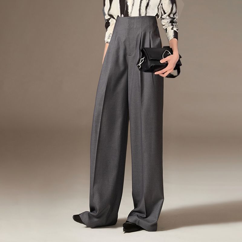 Womens High-Waisted Flowy Wide-Leg Pants For Shorter Statures